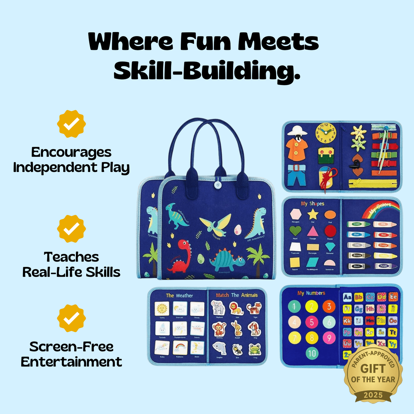 MontariToys™ TravelQuiet Montessori Busy Book