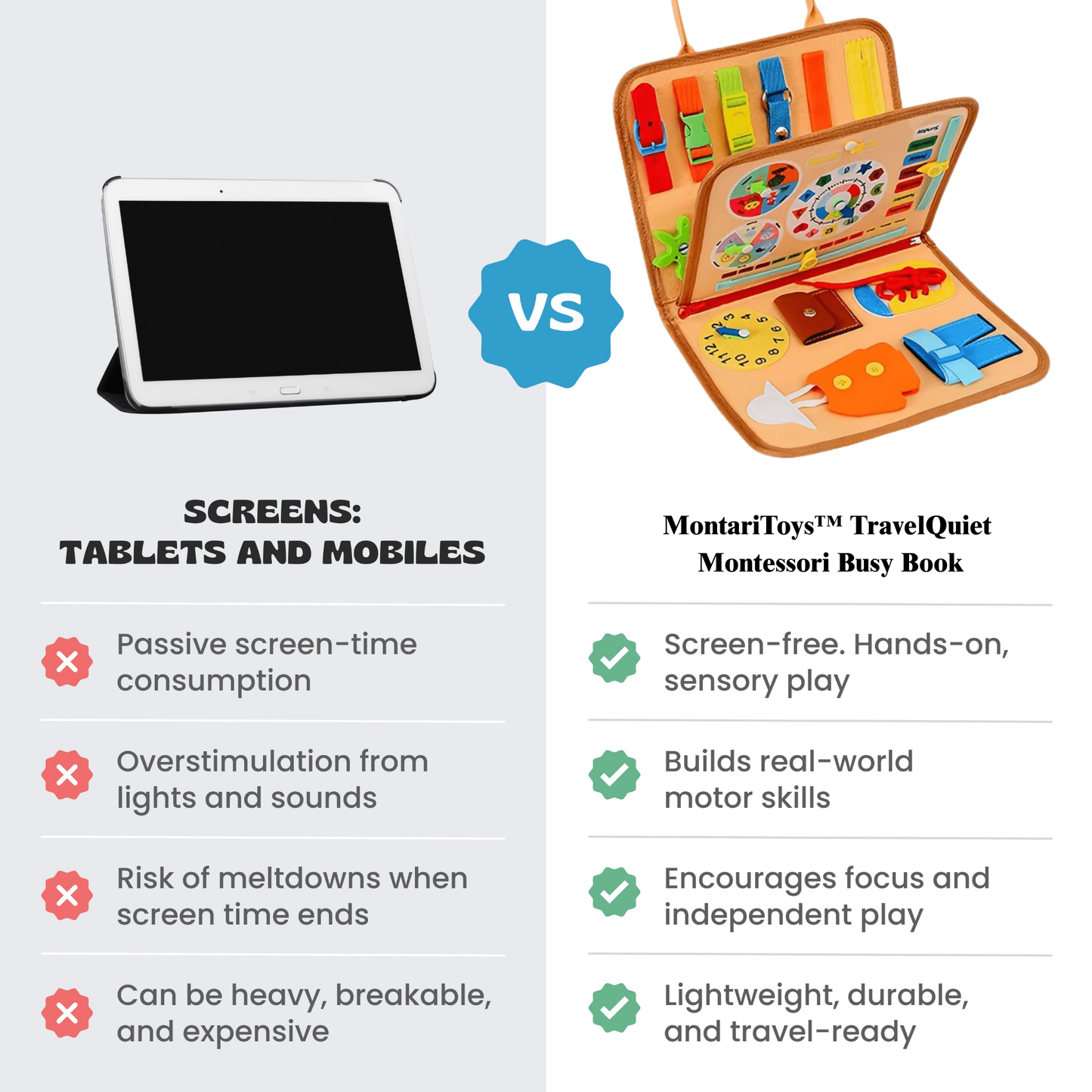 MontariToys™ TravelQuiet Montessori Busy Book